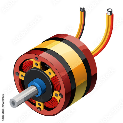 Brushless DC Motor. BLDC Drone Motor. Electric RC Robotics Engine Illustration.
