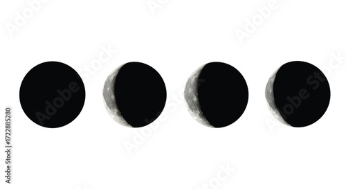 Four black circular shapes in a row displaying subtle textural variation vector