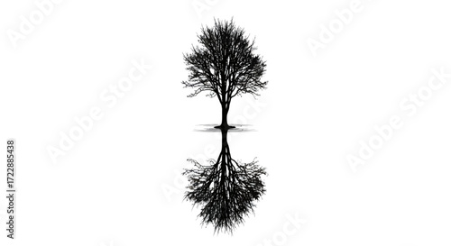 Symmetrical arbor reflection showcases nature's mirrored elegance with striking clarity