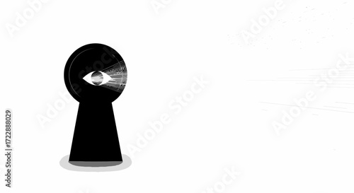 Conceptual keyhole eye illustration hinting at secrets mysteries or surveillance