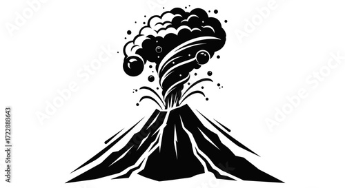 Dramatic stylized volcano eruption illustration conveying power and natural phenomena