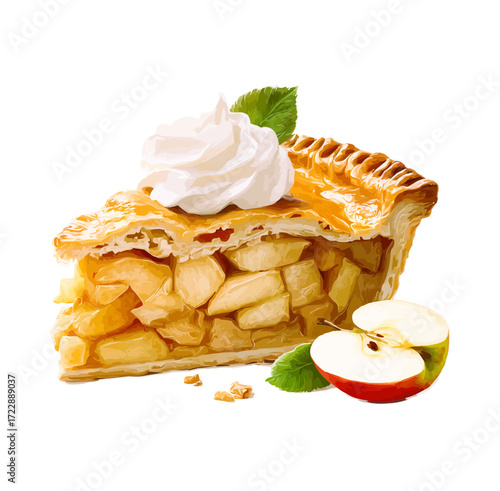 vector illustration, isolate, apple pie slice