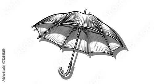 Elegant monochromatic umbrella illustration radiating a sense of preparedness and style