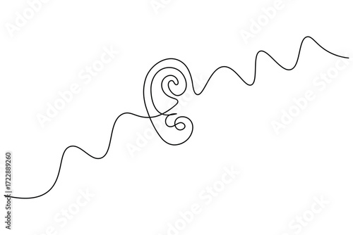 Ear symbol one line art minimalist outline vector isolated abstract design illustration

