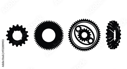 Interlocking gears and mechanisms showing mechanical movement and precision engineering vector
