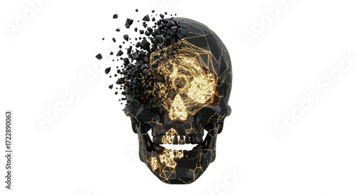Geometric disintegration the concept of mortality and transience represented a skull disintegration