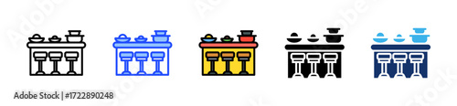 Kitchen Island Icon Collection With Multiple Styles
