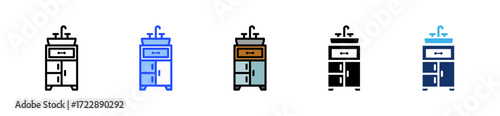 Bathroom Vanity Icon Collection With Multiple Styles