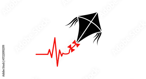 Heartbeat of Freedom: A Kite Soaring High on the Winds of Life's Rhythm Concept