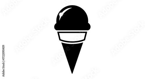 Ice cream cone graphic icon, confectionery dessert symbol, sweet treat illustration, isolated