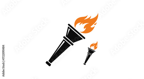 Illuminating the Path: A Dynamic Vector Illustration of a Pair of Torches with Flames symbol