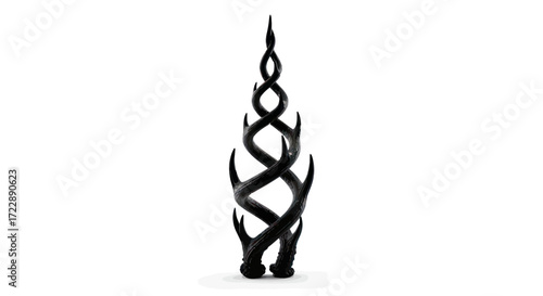 Intricate black antler arrangement on white backdrop showcases unique sculptural design element