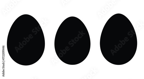 Three silhouette eggs isolated on simple modern food still life concept vector