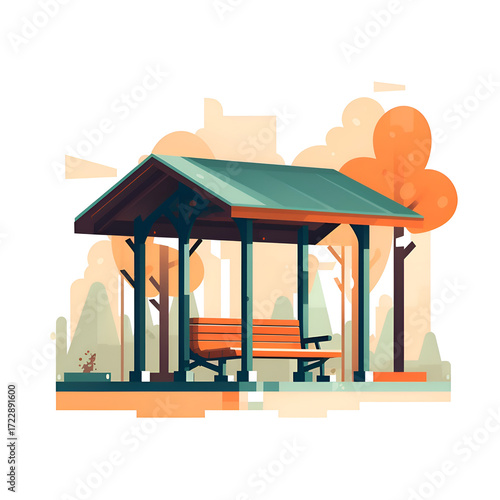 Wallpaper Mural Tranquil Park Gazebo. A Serene Autumn Scene Torontodigital.ca
