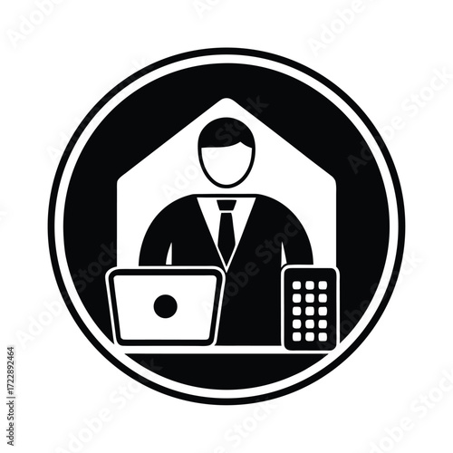 Business Remote Working Background Icon