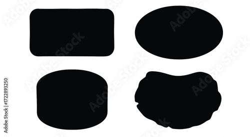 Collection of four unique black abstract organic shapes for design projects vector