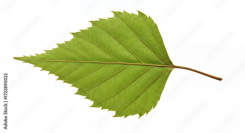 Obraz premium Single green birch leaf