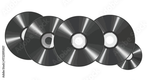 Group of shiny metal saw blades isolated on industrial tool elements vector