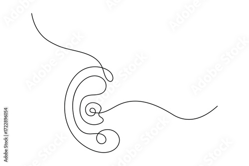 Ear symbol one line art minimalist outline vector isolated abstract design illustration
