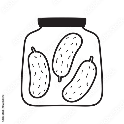 Pickle Jar. Simple and Fun Vector outline Illustration for Foodie Humor and Design.