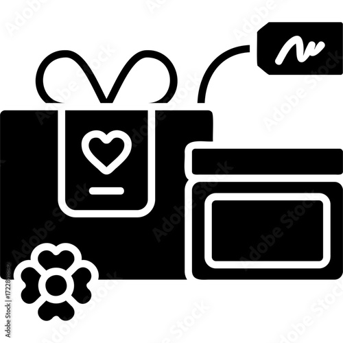 Solid Black Wedding Favors Icon