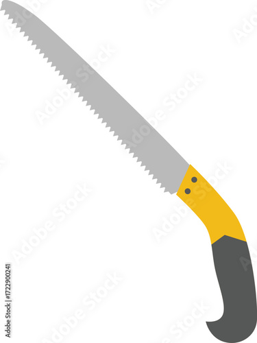 Pruning saw illustration. Hand saw vector illustration in flat style