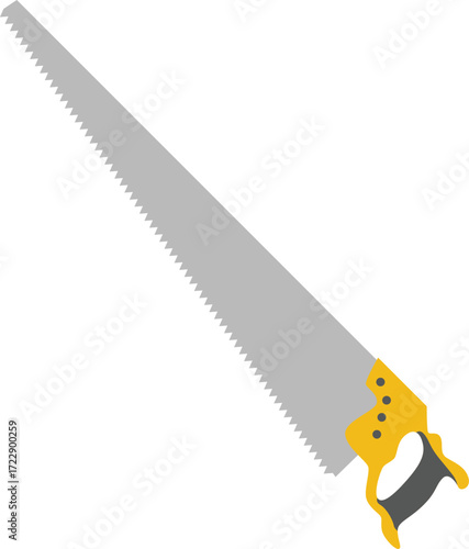 Rip Cut saw illustration. Hand saw vector illustration in flat style