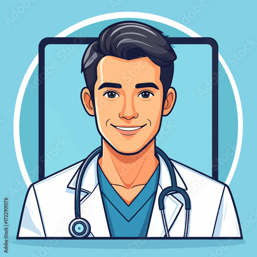 Smiling Doctor with Stethoscope Illustration for Healthcare and Medicine