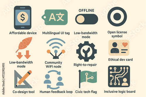 Affordable tech icons celebrating inclusivity and innovation