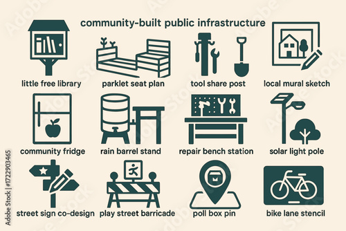 Community-built public infrastructure icons and illustrations collection