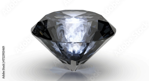 A captivating close-up rendering of a faceted diamond against a crisp white backdrop