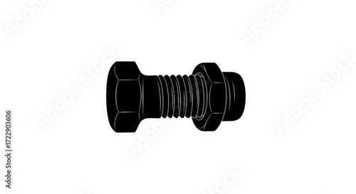 A monochromatic representation showcases the fundamental construction component of a screw and nut