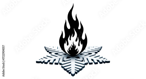 Abstract representation contrasting hot fire with cool ice, symbolizing opposing elements in