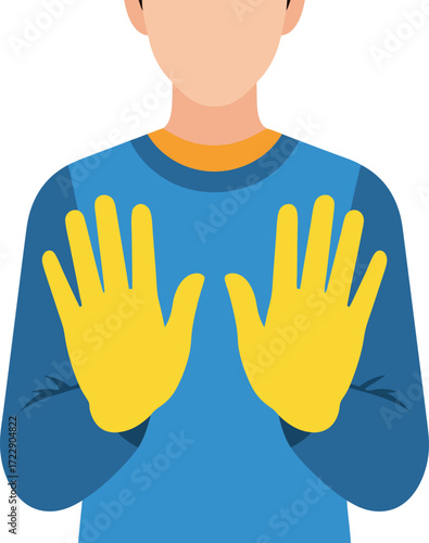An illustration of a person with yellow palms, representing possible hepatitis symptoms and related liver dysfunction