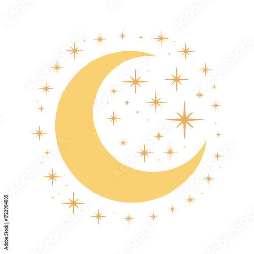 Crescent Moon with Stars