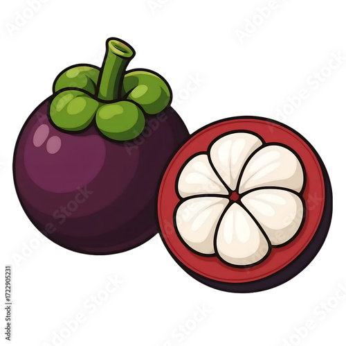 Mangosteen icon illustration, HD image, PNG transparent background