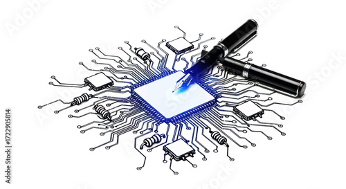 Innovative concept with electronic circuit design and writing tools for high technology ideas
