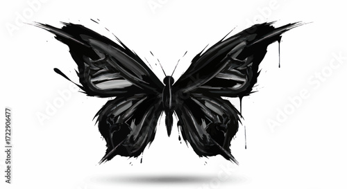 Monochrome butterfly artistry, a stylized depiction showcasing abstract expression and ink