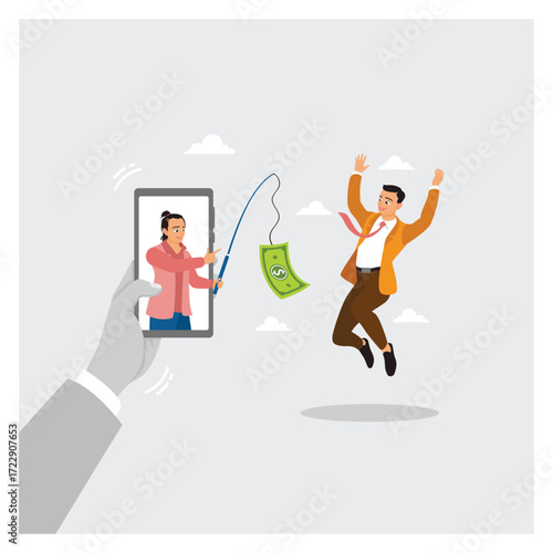 Mobile Phone Banking Scam, with Money Bait and Men are Tempted.