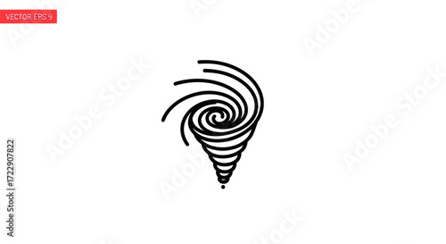 Stylized tornado illustration showcasing power and dynamic movement in a graphic design