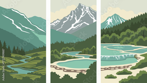 landscape with mountains and lake