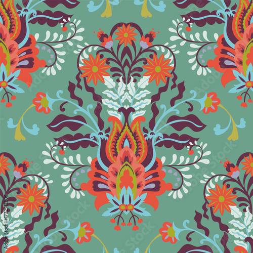 Ornate Decorative Damask Seamless Pattern
