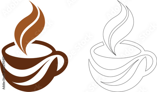Coffee cup icon set. Cups of coffee tea collection. Hot drink icon. Disposable cup. Cup coffe with steam. Flat style. Vector Illustration. national coffee day.Coffee bean set.Coffee machine icon.Drink