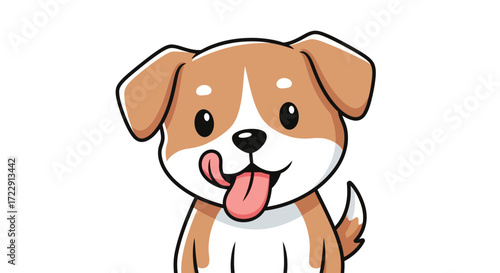 Adorable cartoon dog with its tongue sticking out conveys happiness and playfulness