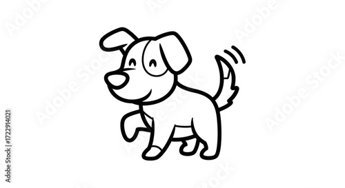 Cute dog cartoon illustration with playful pose and happy expression for vector design and