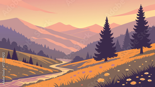 sunrise in the mountains