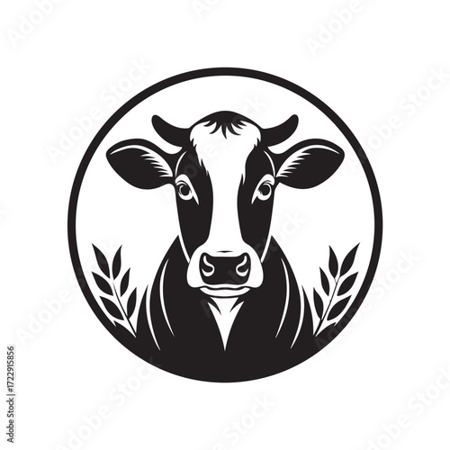 Black and white cow illustration. Set cow silhouette. Minimalist and Flat Logo (5).eps