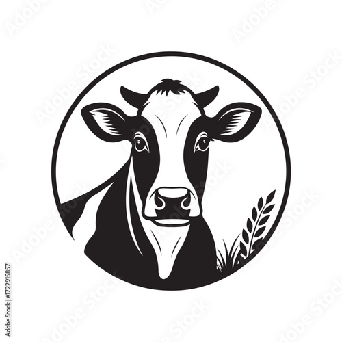 Black and white cow illustration. Set cow silhouette. Minimalist and Flat Logo (6).eps