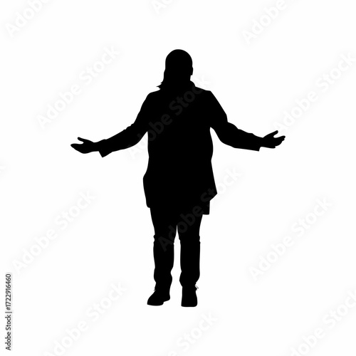 Counselor offering empathy and support with open arms silhouette