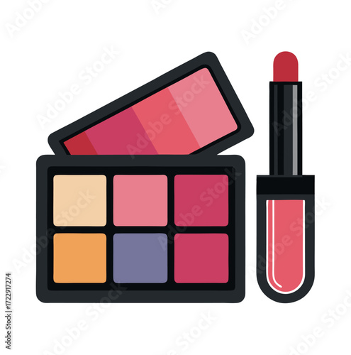 Lipstick and eyeshadow palette cosmetic design